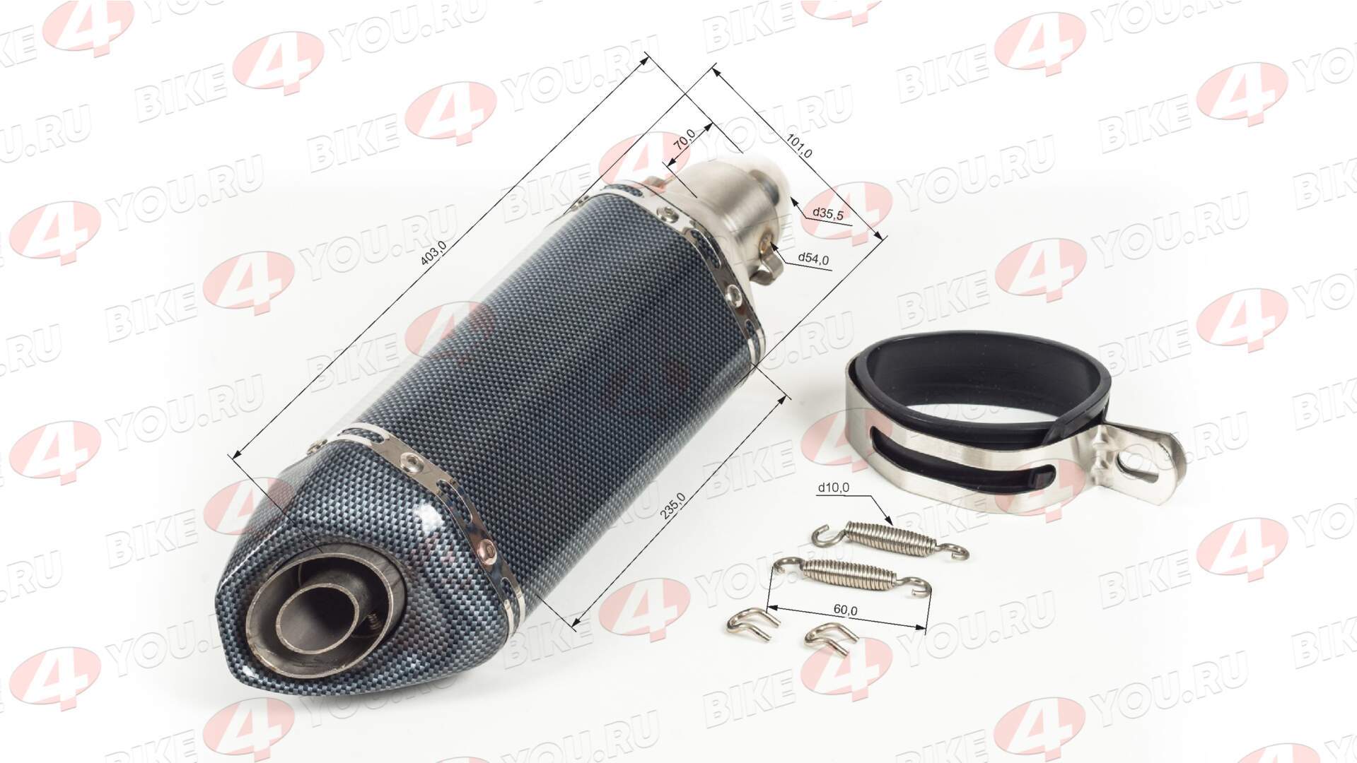 Глушитель AKRAPOVIC  №7 шестигранный карбон